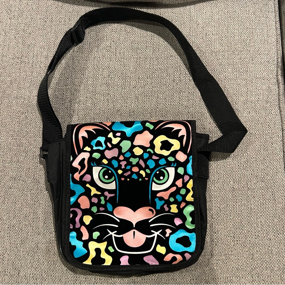 Peach Tree Playthings Tiger Black Messenger Bag Colorful